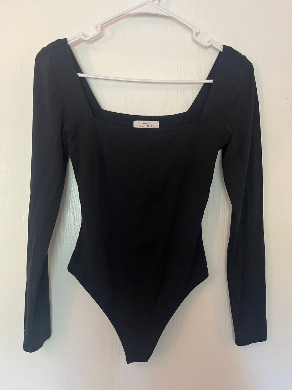 Aritzia Babaton Black Long Sleeve Square Neck Bodysuit